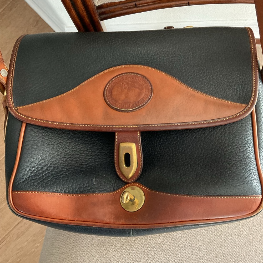 Dooney & Bourke Black and Brown Messenger Bag